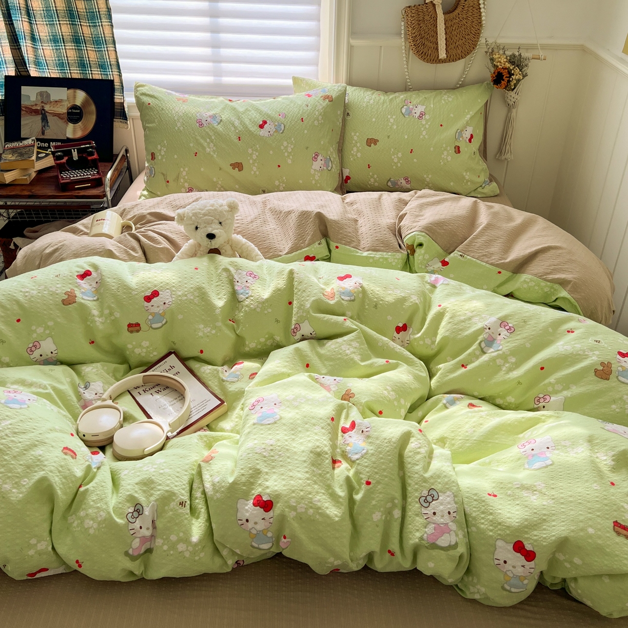 91家纺网 家纺一手货源 找家纺 水木坊 2026春夏新款高品质泡芙普通款四件套 小猫拉车