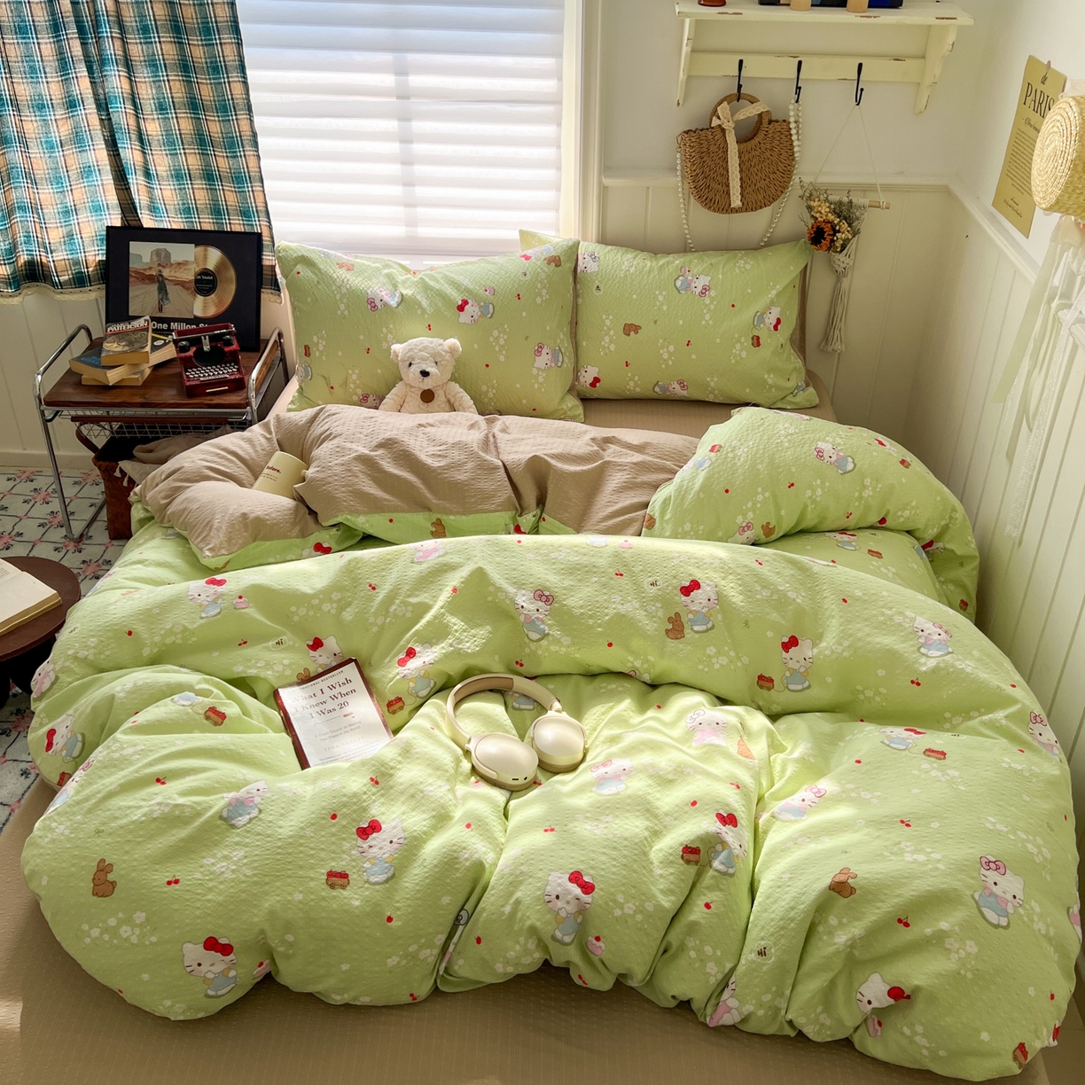 91家纺网 家纺一手货源 找家纺 水木坊 2026春夏新款高品质泡芙普通款四件套 小猫拉车