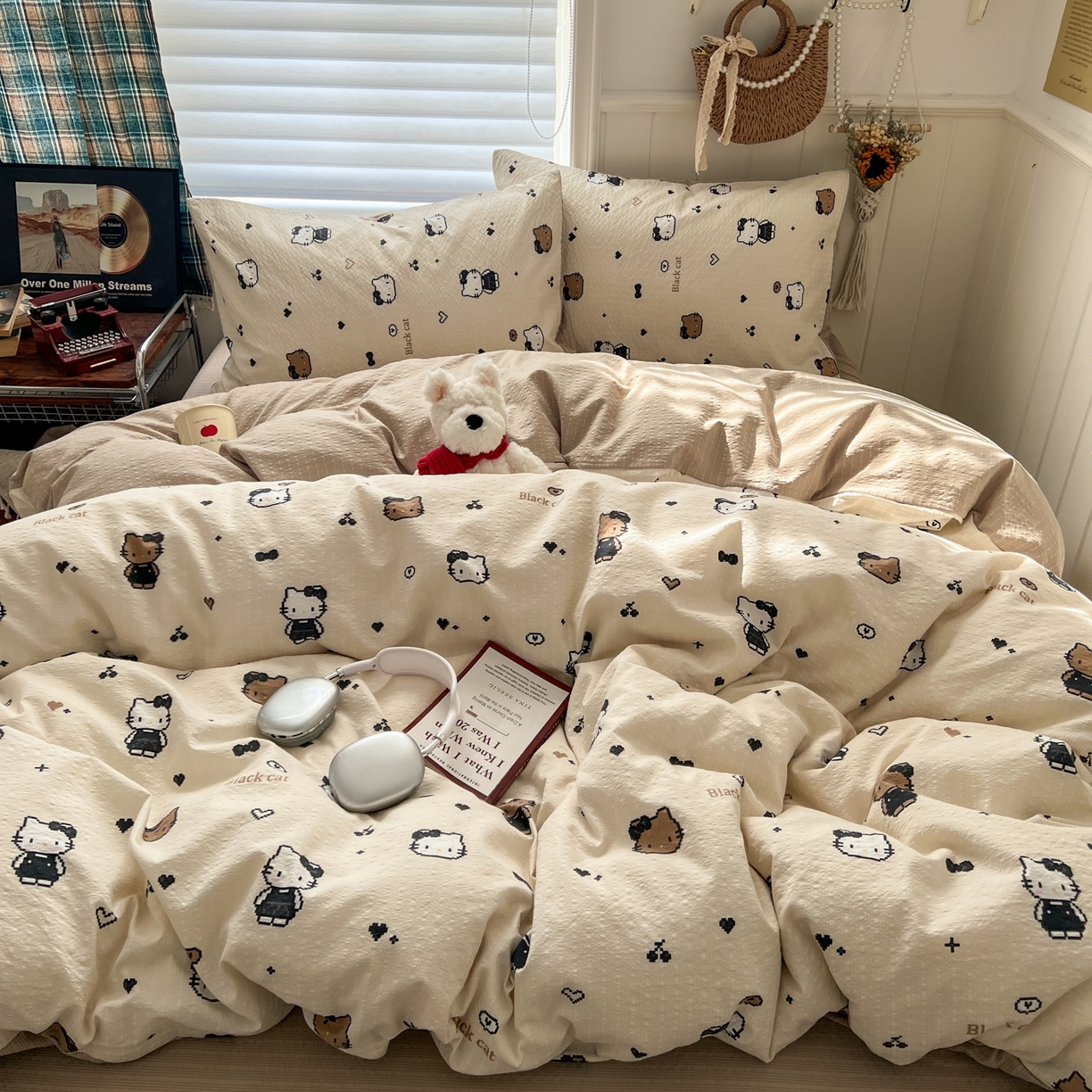 水木坊 2026春夏新款高品质泡芙普通款四件套 奥利奥小猫