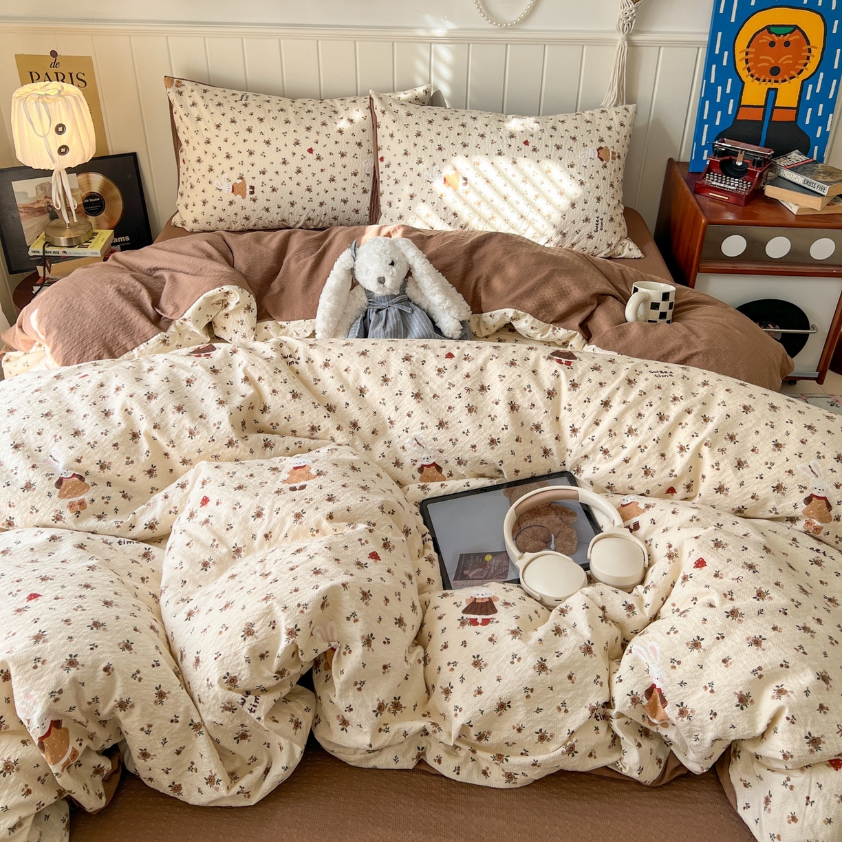 水木坊 2026春夏新款高品质泡芙普通款四件套 田园兔