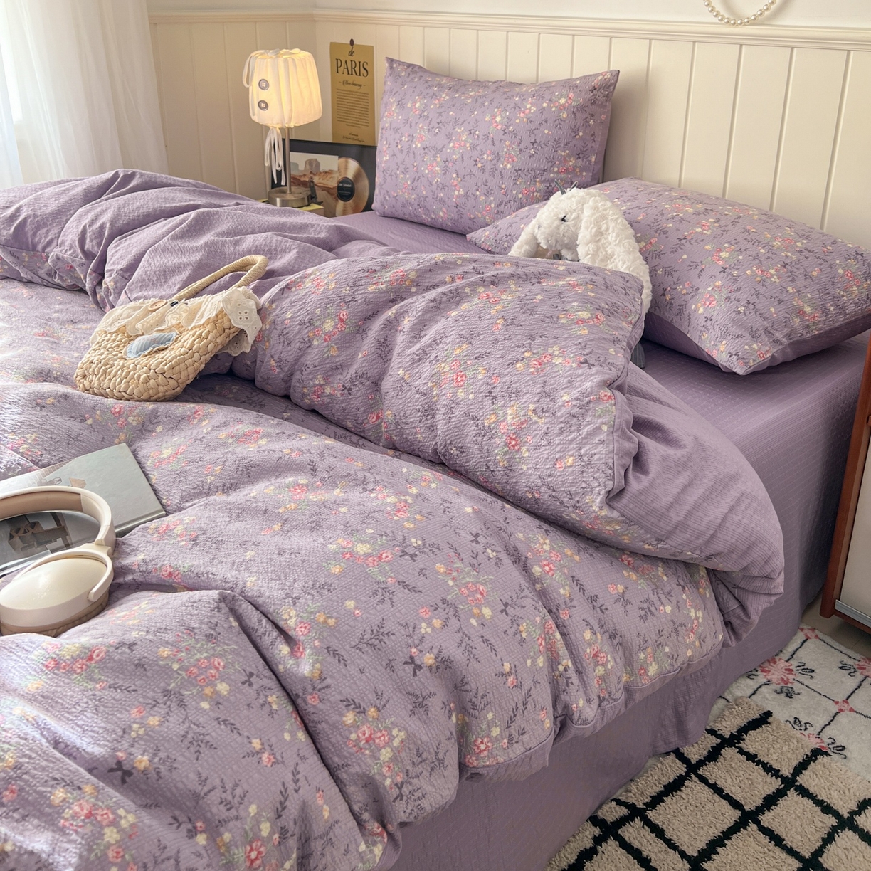 91家纺网 家纺一手货源 找家纺 水木坊 2026春夏新款高品质泡芙普通款四件套 松间茶事