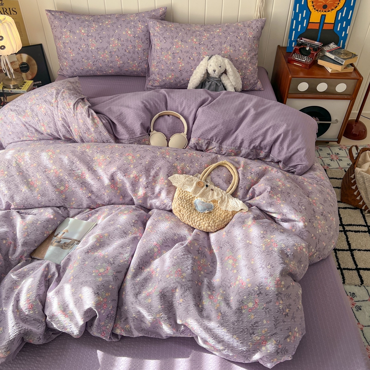 91家纺网 家纺一手货源 找家纺 水木坊 2026春夏新款高品质泡芙普通款四件套 松间茶事