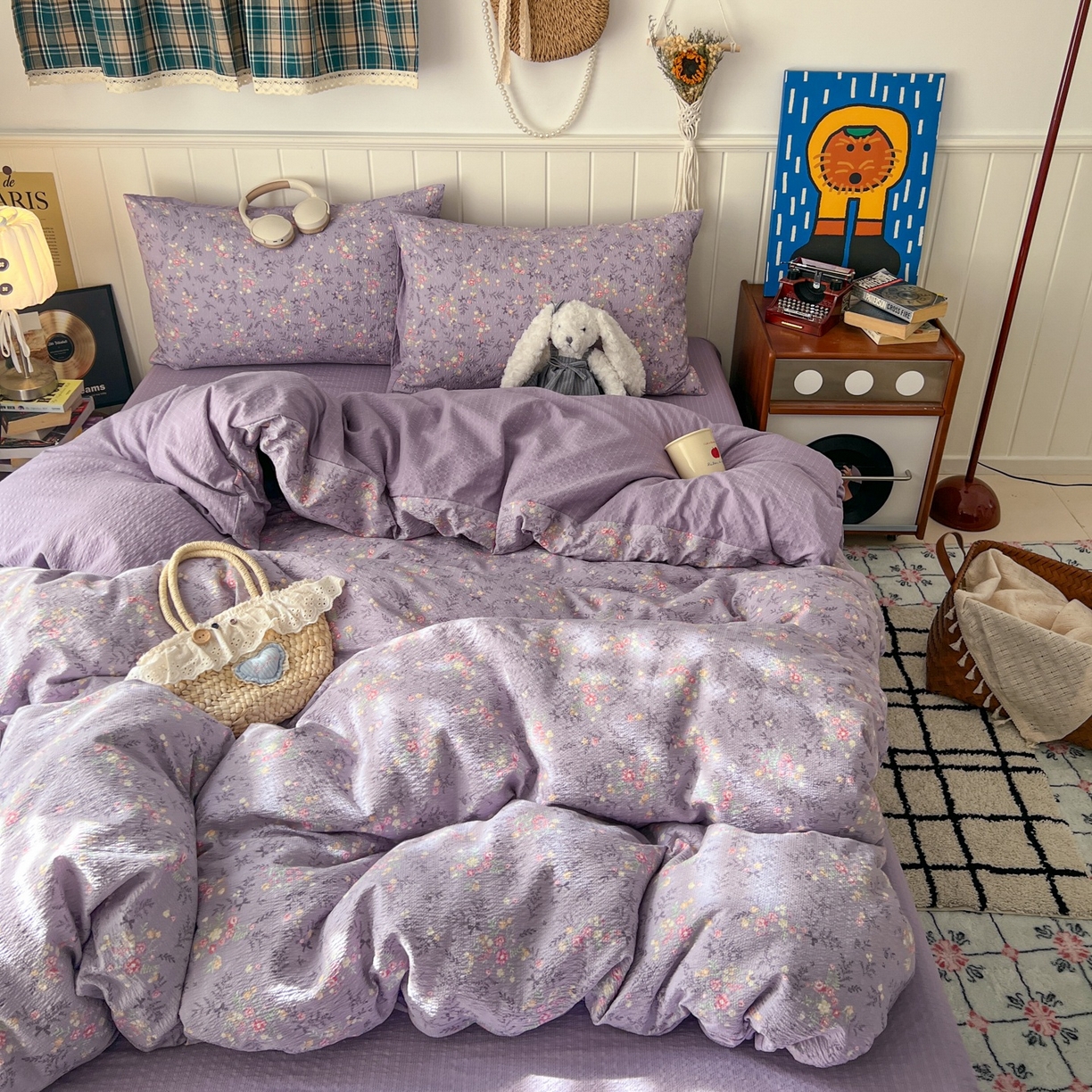 91家纺网 家纺一手货源 找家纺 水木坊 2026春夏新款高品质泡芙普通款四件套 松间茶事