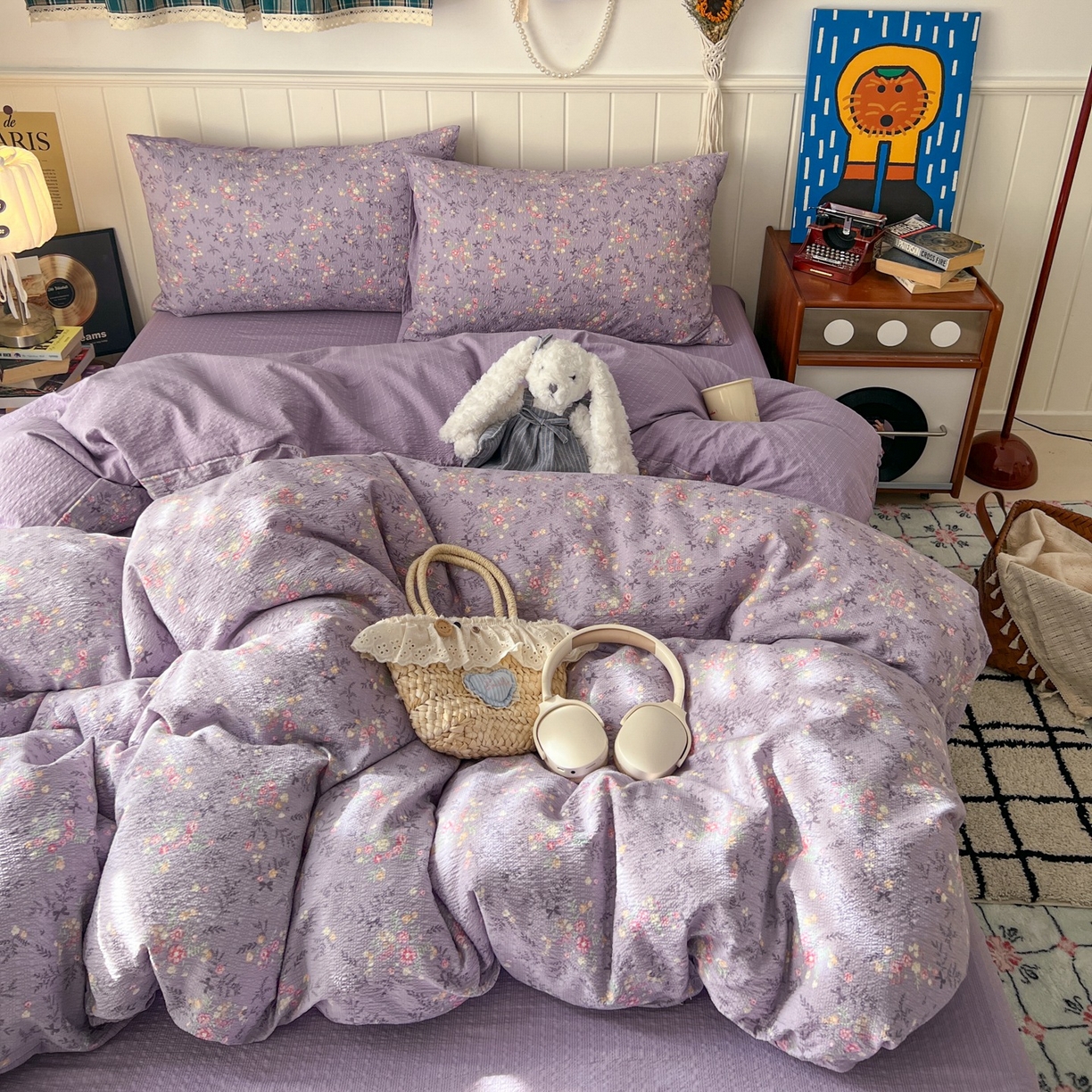 91家纺网 家纺一手货源 找家纺 水木坊 2026春夏新款高品质泡芙普通款四件套 松间茶事