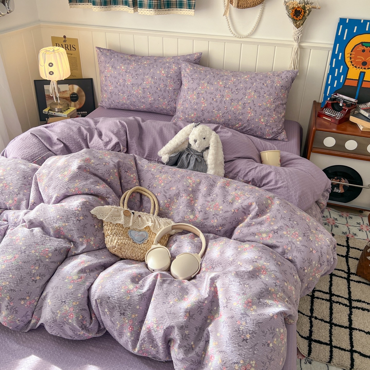 91家纺网 家纺一手货源 找家纺 水木坊 2026春夏新款高品质泡芙普通款四件套 松间茶事