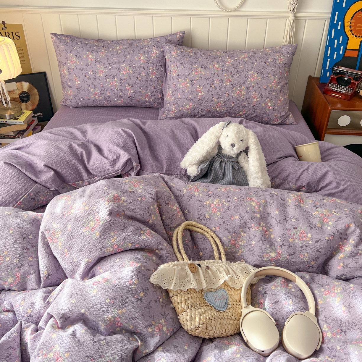 91家纺网 家纺一手货源 找家纺 水木坊 2026春夏新款高品质泡芙普通款四件套 松间茶事