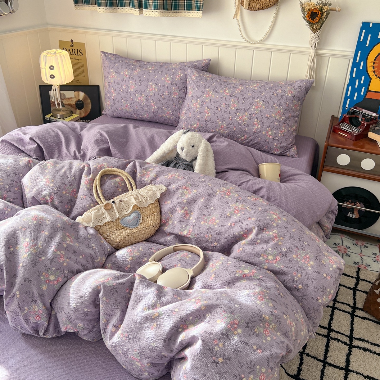 91家纺网 家纺一手货源 找家纺 水木坊 2026春夏新款高品质泡芙普通款四件套 松间茶事