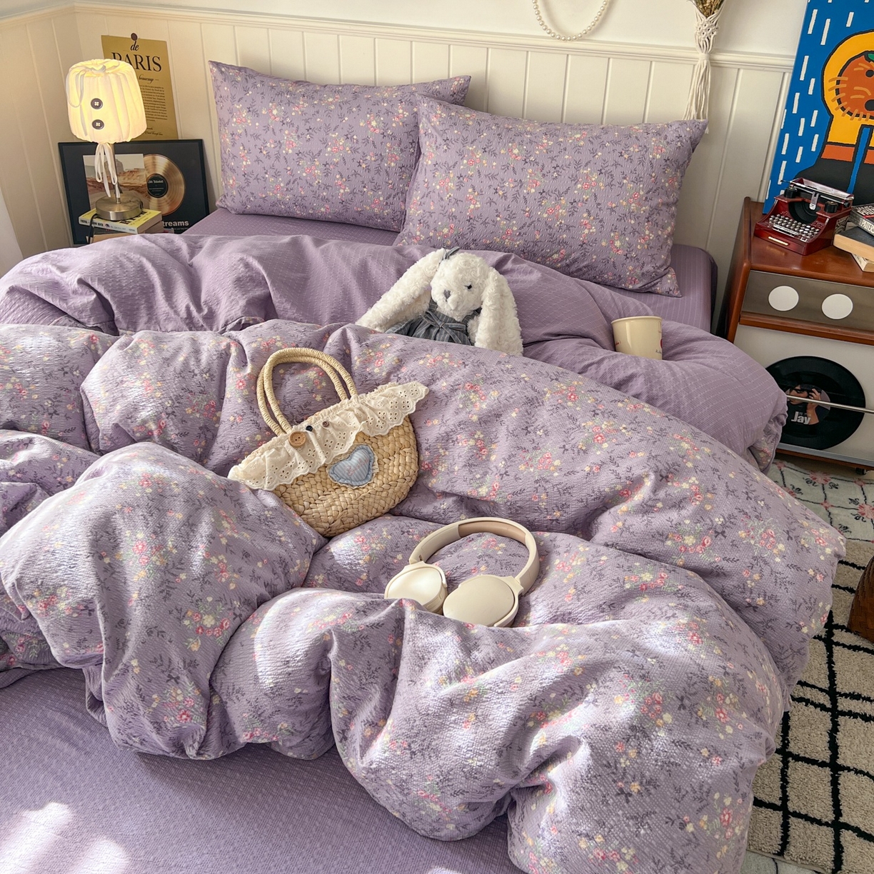 91家纺网 家纺一手货源 找家纺 水木坊 2026春夏新款高品质泡芙普通款四件套 松间茶事