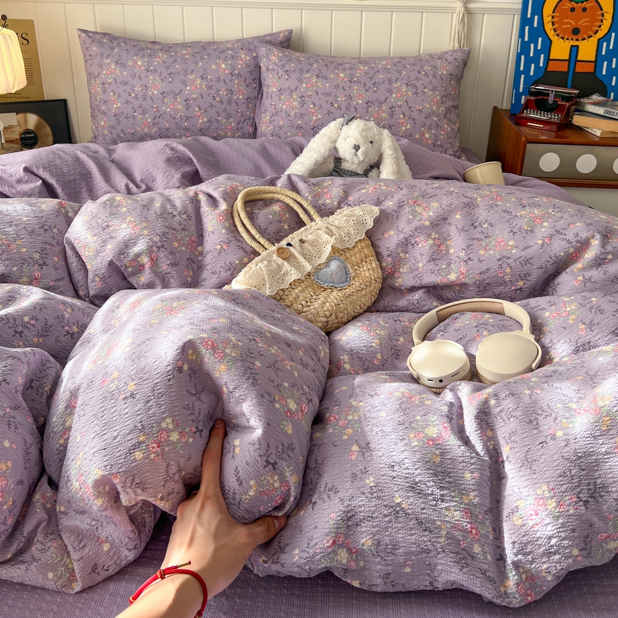 91家纺网 家纺一手货源 找家纺 水木坊 2026春夏新款高品质泡芙普通款四件套 松间茶事