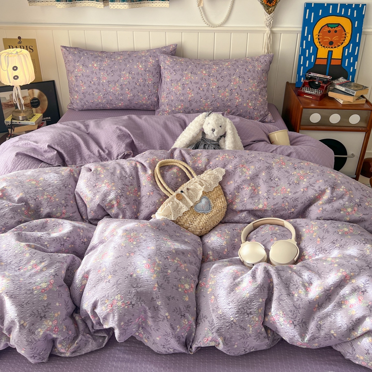 91家纺网 家纺一手货源 找家纺 水木坊 2026春夏新款高品质泡芙普通款四件套 松间茶事