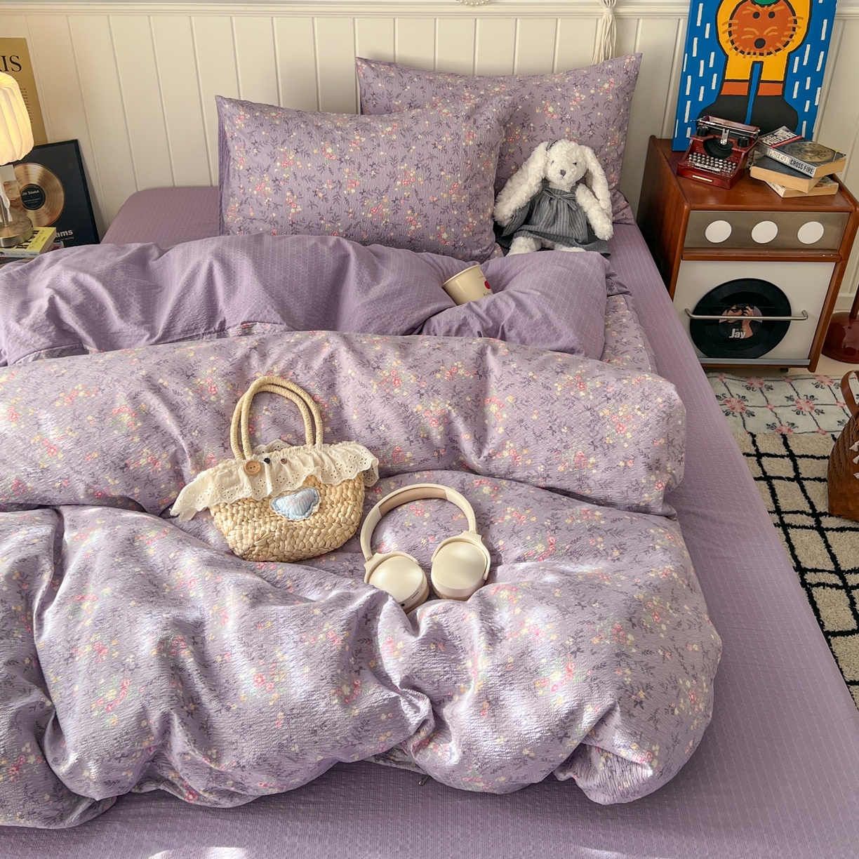 91家纺网 家纺一手货源 找家纺 水木坊 2026春夏新款高品质泡芙普通款四件套 松间茶事