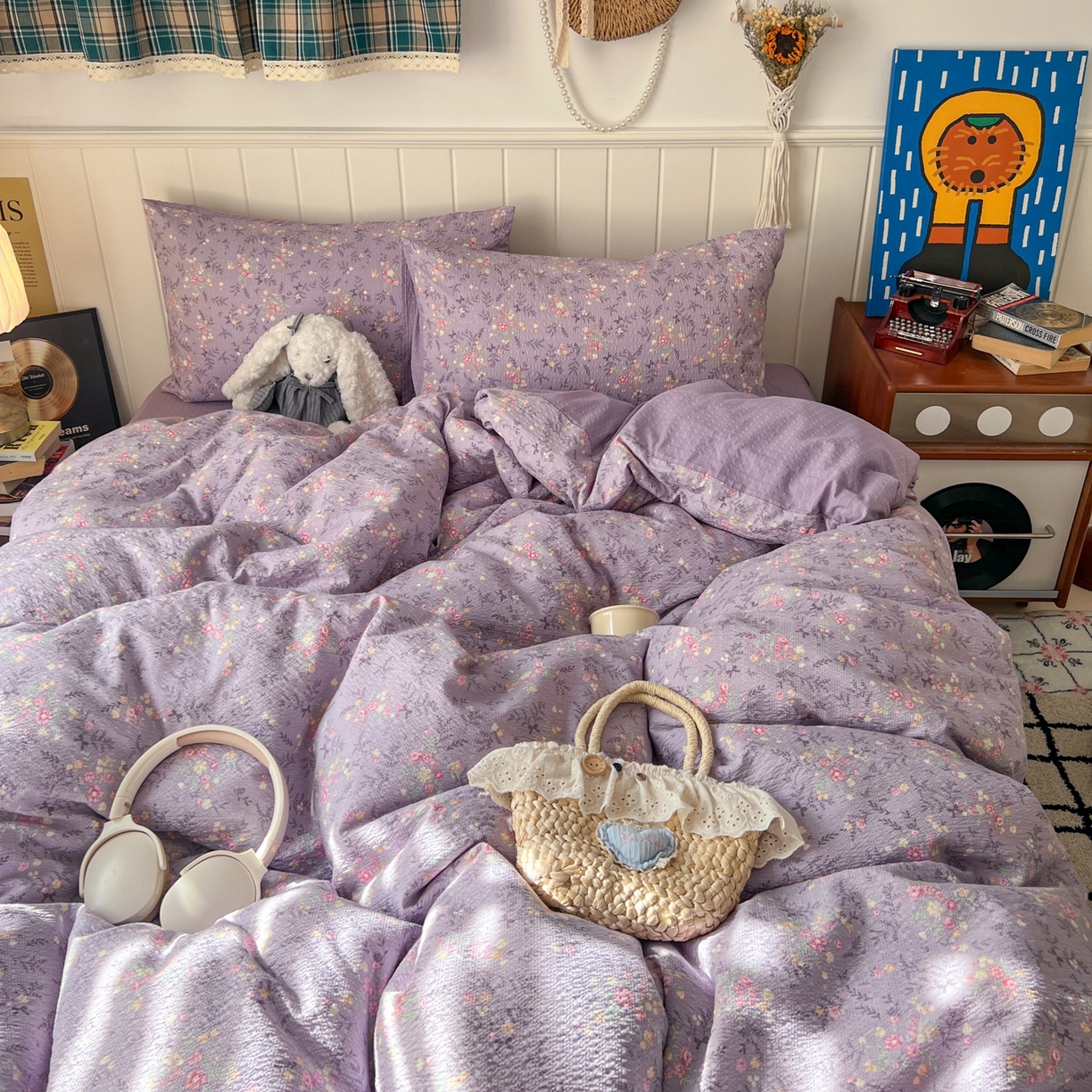 91家纺网 家纺一手货源 找家纺 水木坊 2026春夏新款高品质泡芙普通款四件套 松间茶事