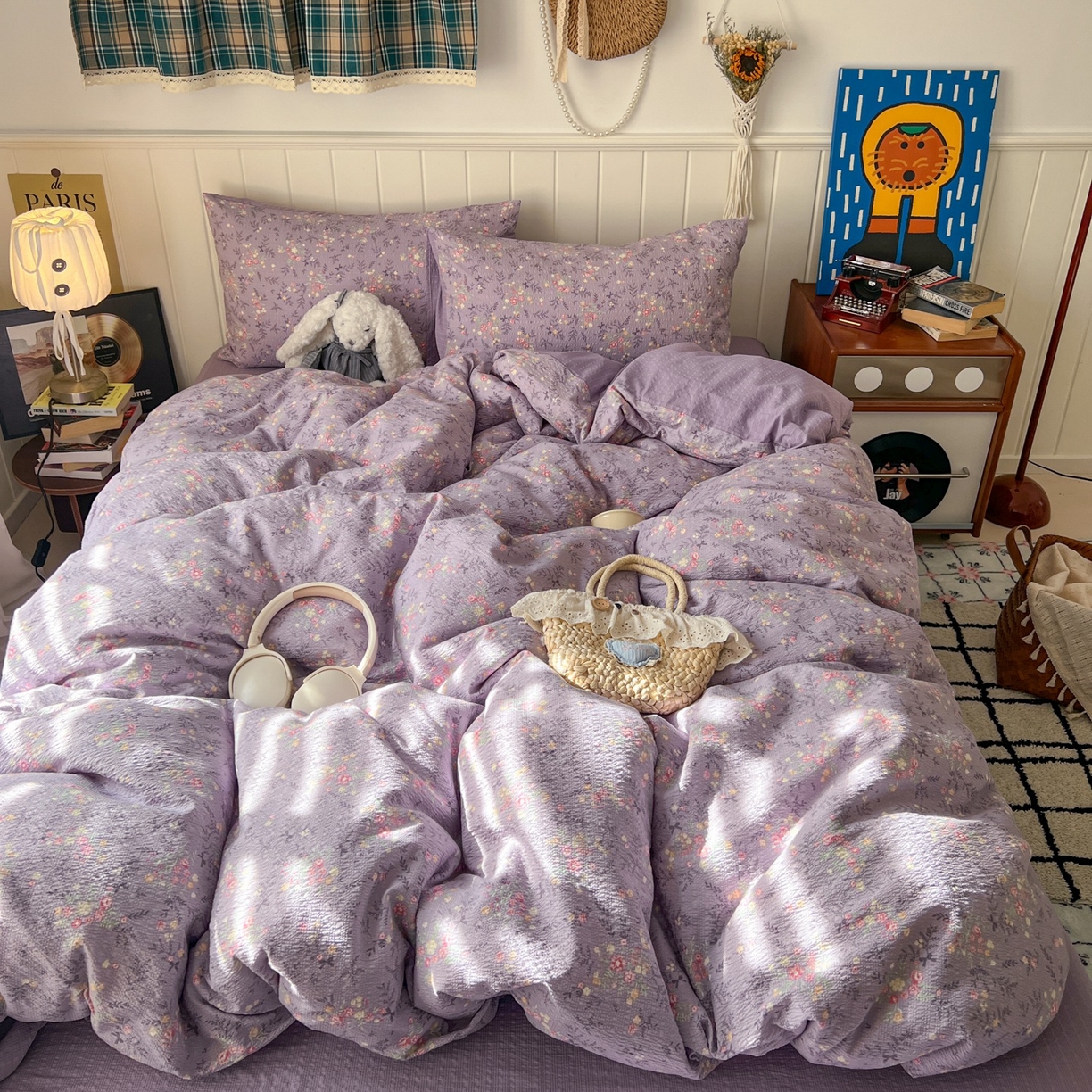 91家纺网 家纺一手货源 找家纺 水木坊 2026春夏新款高品质泡芙普通款四件套 松间茶事