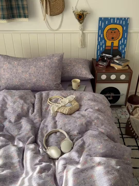 91家纺网 家纺一手货源 找家纺 水木坊 2026春夏新款高品质泡芙普通款四件套 松间茶事