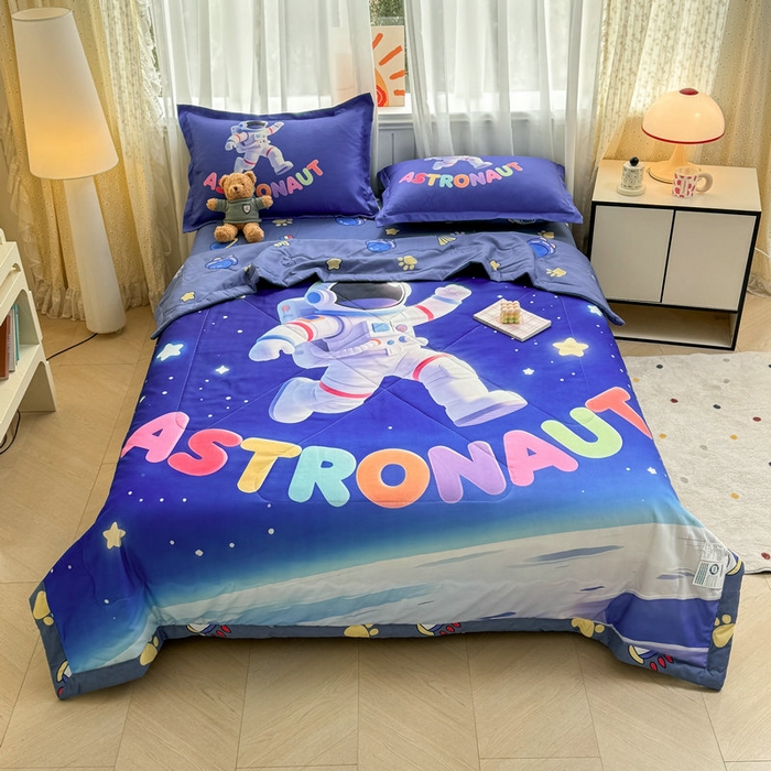 91家纺网 家纺一手货源 找家纺 （总）宝薇 2026春夏新款7D卡通仿棉磨毛水洗棉夏被夏凉被空调被四件套