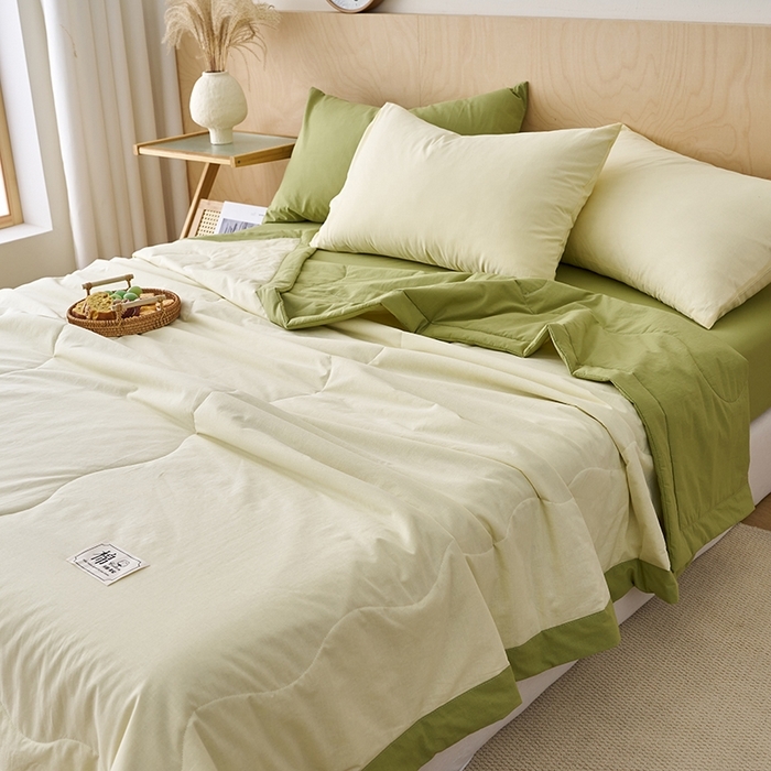 91家纺网 家纺一手货源 找家纺 （总）暖阳 2026新款全棉纯色+拼色棉花夏被夏凉被空调被