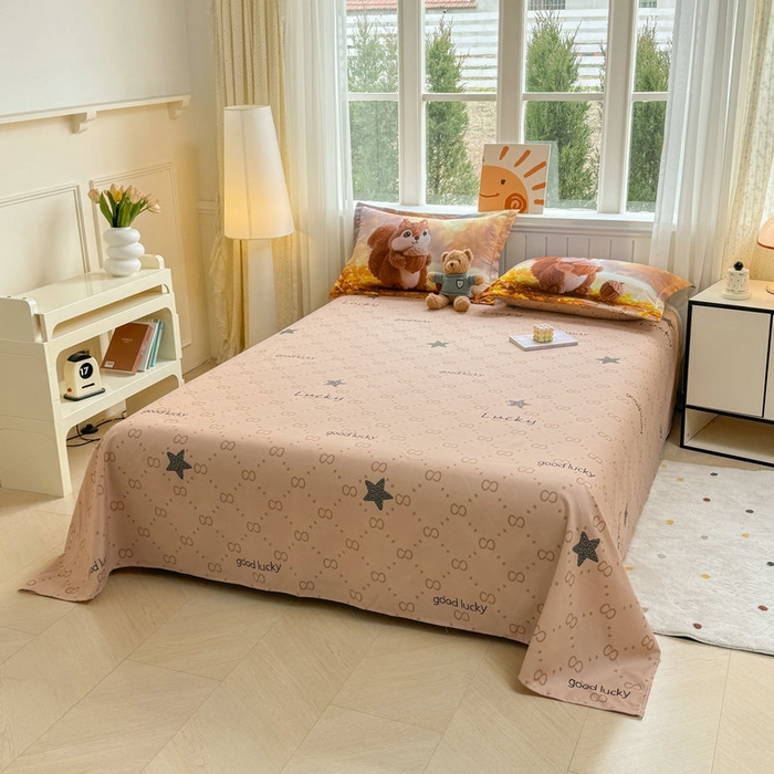 91家纺网 家纺一手货源 找家纺 宝薇 2026春夏新款7D卡通仿棉磨毛水洗棉夏被夏凉被空调被四件套 好运松鼠