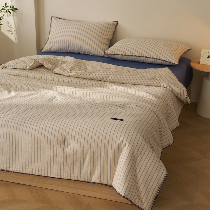 91家纺网 家纺一手货源 找家纺 （总）暖阳 2026新款无印风色织全棉贝壳绣棉花夏被夏凉被空调被