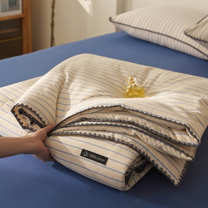 91家纺网 家纺一手货源 找家纺 （总）暖阳 2026新款无印风色织全棉贝壳绣棉花夏被夏凉被空调被