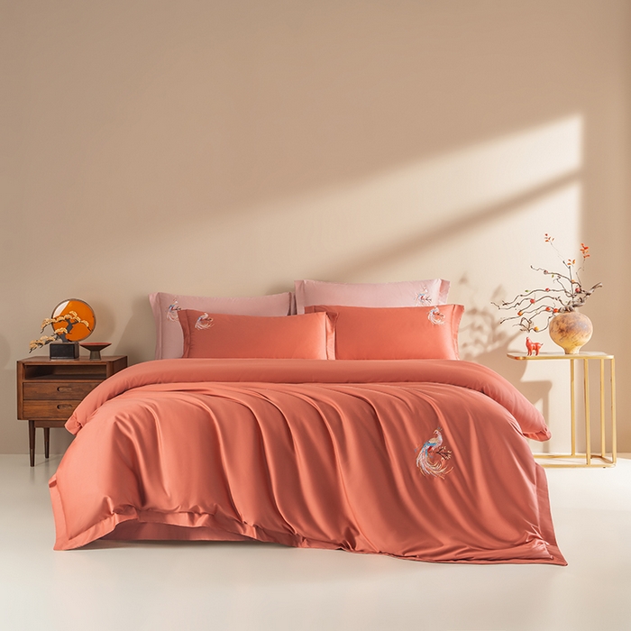 91家纺网 家纺一手货源 找家纺 （总）佑金甜 2026新款100支全棉贡缎中国风新疆长绒棉纯色双拼四件套（礼盒塑封包装）