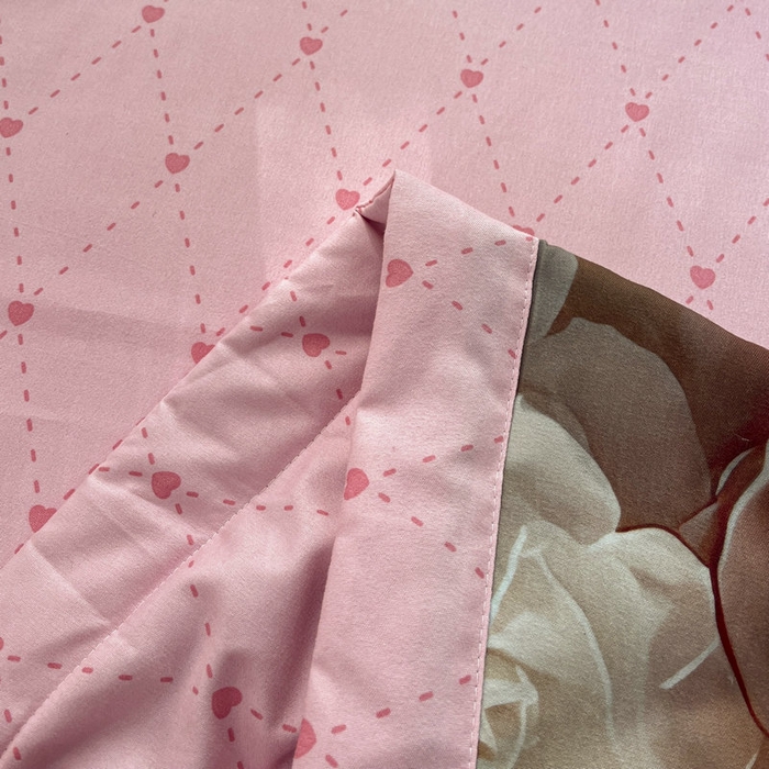 91家纺网 家纺一手货源 找家纺 宝薇 2026春夏新款7D卡通仿棉磨毛水洗棉夏被夏凉被空调被四件套 玫瑰兔