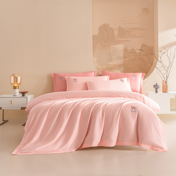 91家纺网 家纺一手货源 找家纺 （总）佑金甜 2026新款100支全棉贡缎中国风新疆长绒棉纯色双拼四件套（礼盒塑封包装）