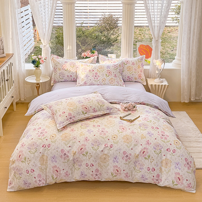 91家纺网 家纺一手货源 找家纺 （总）佑金甜 2026新款精梳全棉印花四件套