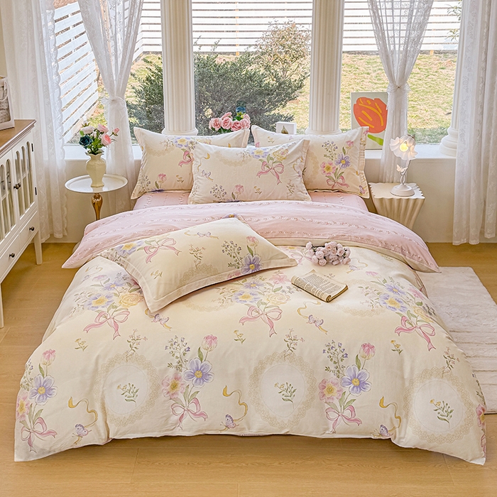 91家纺网 家纺一手货源 找家纺 （总）佑金甜 2026新款精梳全棉印花四件套