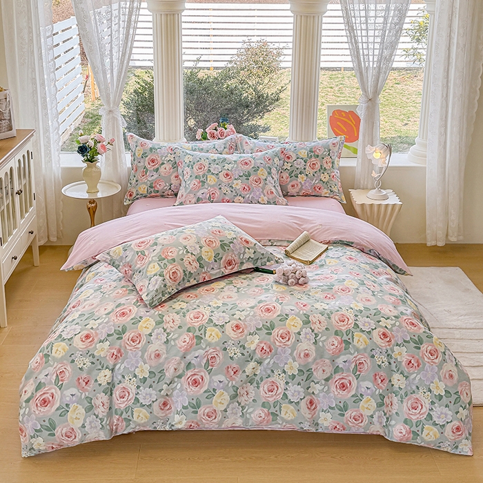 91家纺网 家纺一手货源 找家纺 （总）佑金甜 2026新款精梳全棉印花四件套