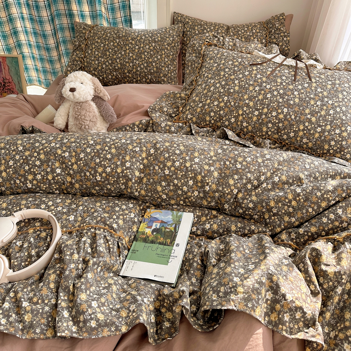 凯洛奇 2026新款A类仿棉云朵棉蝴蝶结花边四件套（提供买家秀） 蜜茶花事