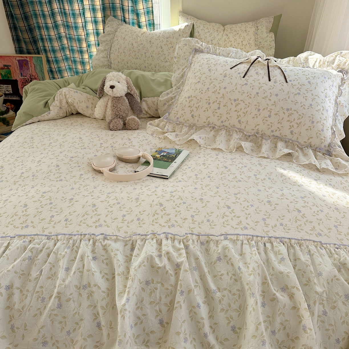 91家纺网 家纺一手货源 找家纺 凯洛奇 2026新款A类仿棉云朵棉蝴蝶结花边四件套（提供买家秀） 青野紫菀