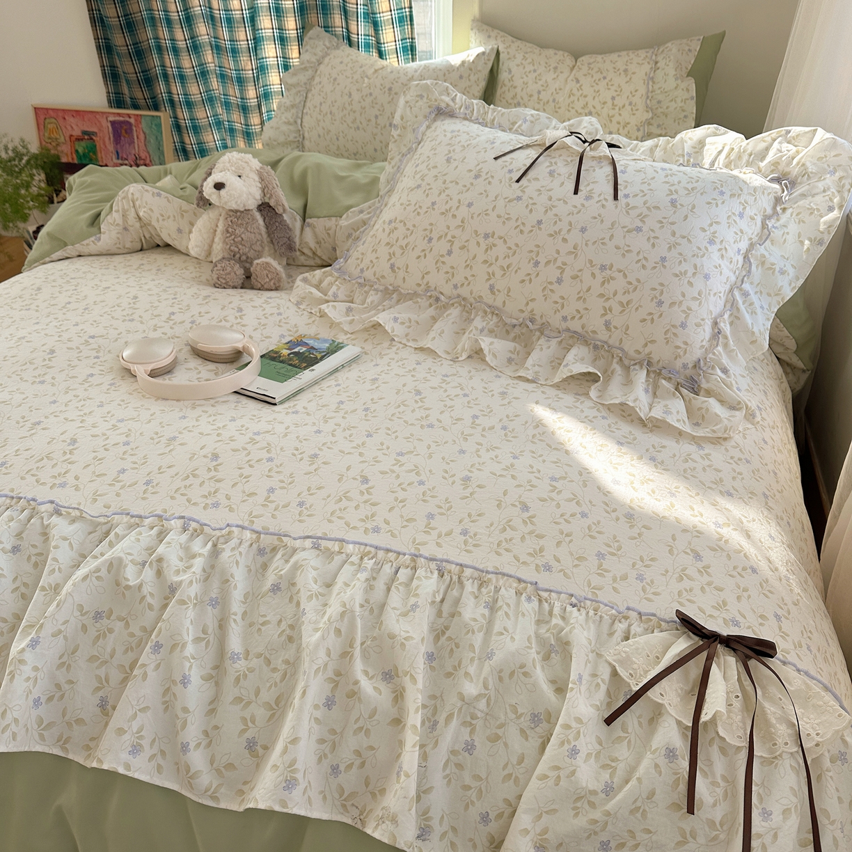 91家纺网 家纺一手货源 找家纺 凯洛奇 2026新款A类仿棉云朵棉蝴蝶结花边四件套（提供买家秀） 青野紫菀