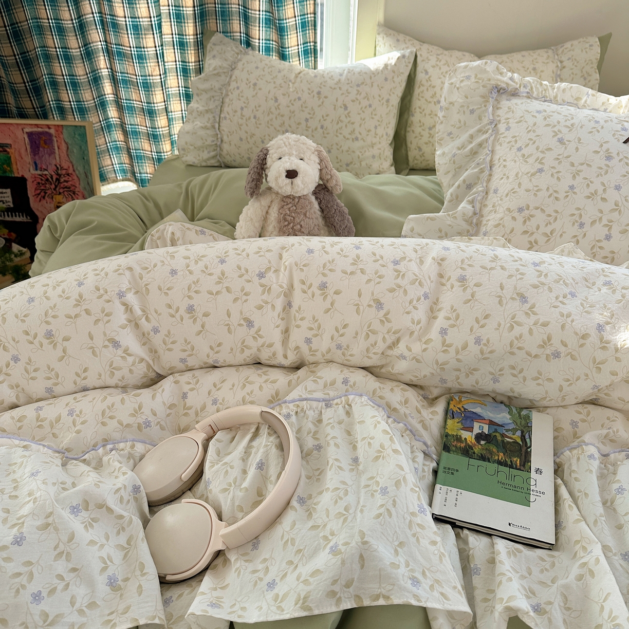 91家纺网 家纺一手货源 找家纺 凯洛奇 2026新款A类仿棉云朵棉蝴蝶结花边四件套（提供买家秀） 青野紫菀