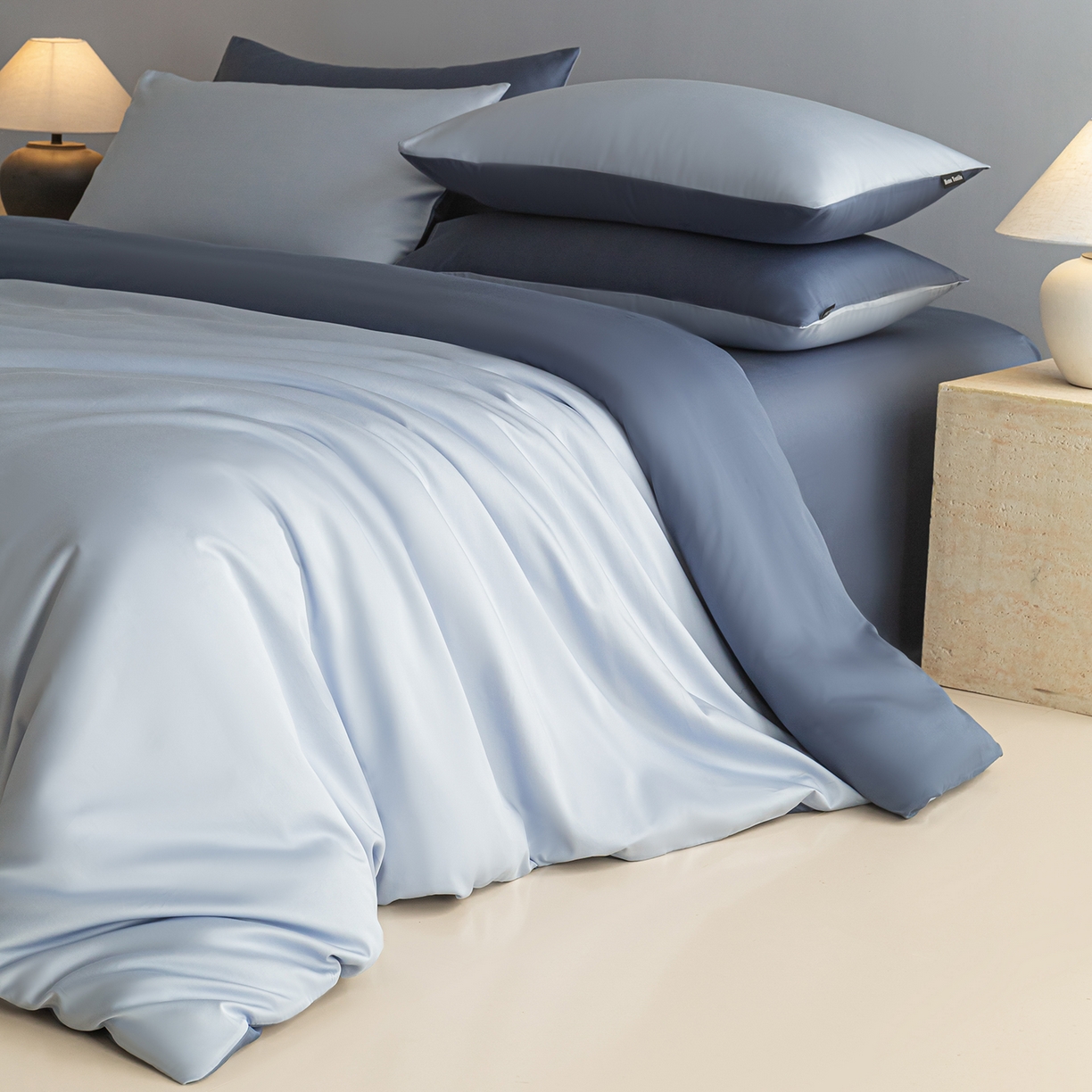 91家纺网 家纺一手货源 找家纺 （总）卧趣家纺 2026新款A类轻奢双拼100Pro高支贡缎长绒棉全棉纯棉四件套