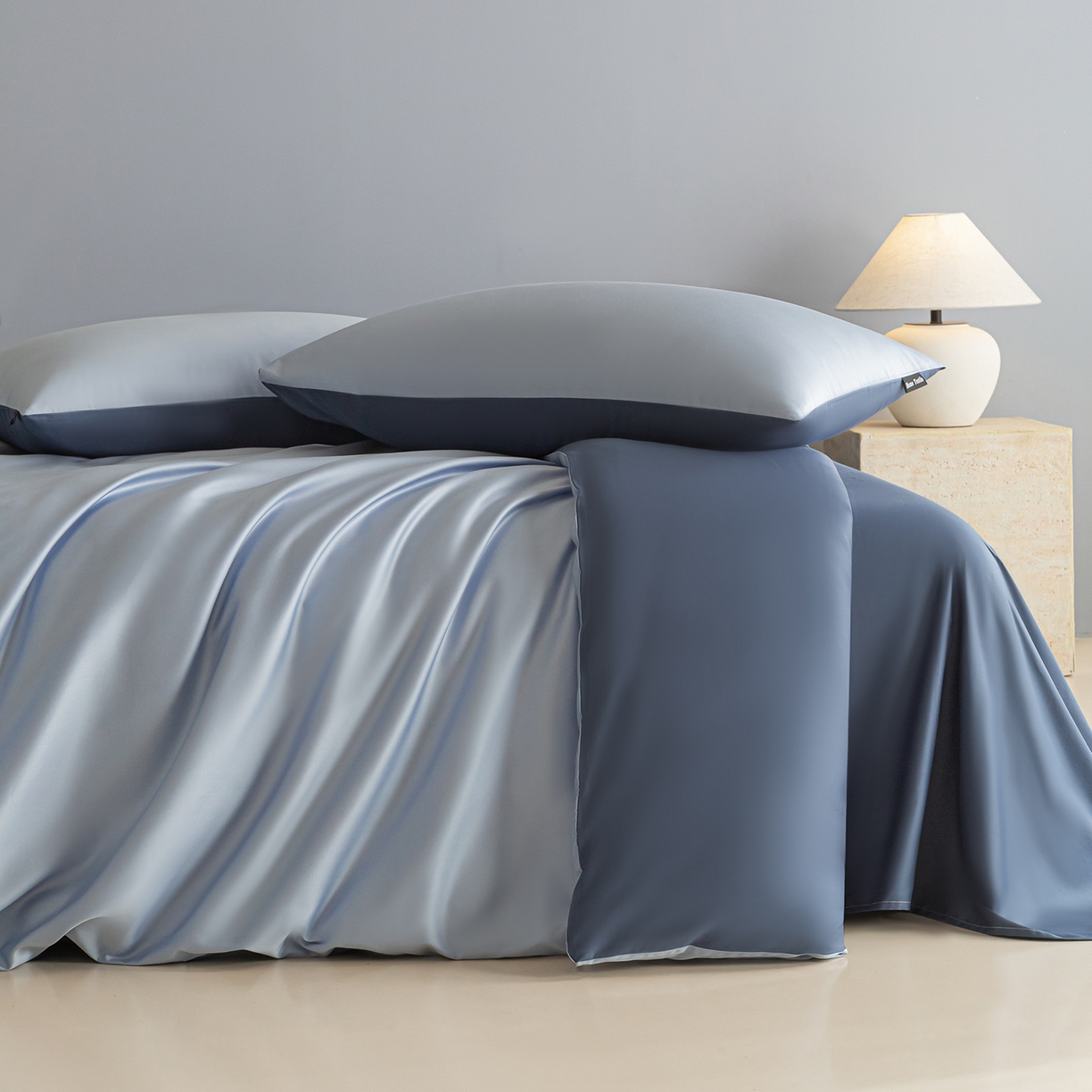 91家纺网 家纺一手货源 找家纺 （总）卧趣家纺 2026新款A类轻奢双拼100Pro高支贡缎长绒棉全棉纯棉四件套