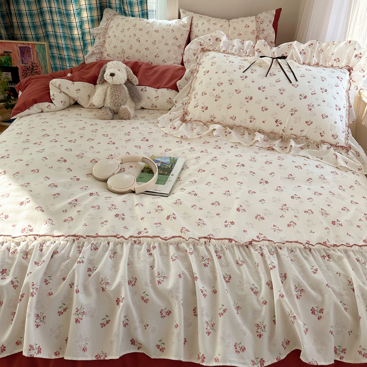 91家纺网 家纺一手货源 找家纺 凯洛奇 2026新款A类仿棉云朵棉蝴蝶结花边四件套（提供买家秀） 柔花轻语