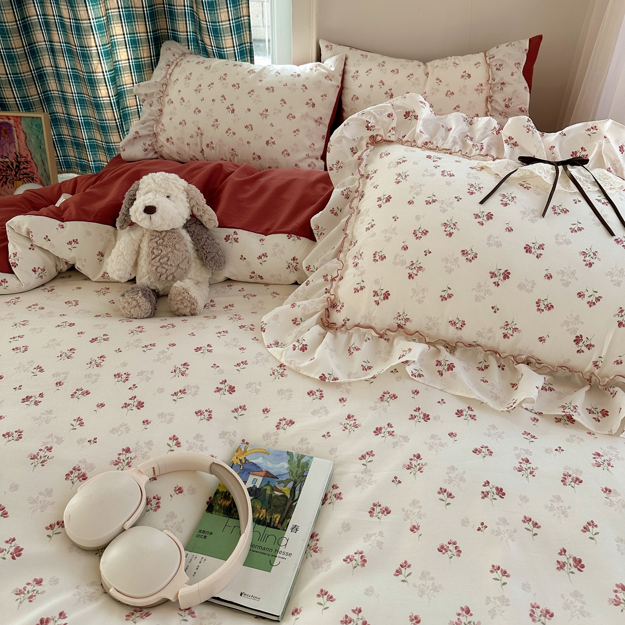 91家纺网 家纺一手货源 找家纺 凯洛奇 2026新款A类仿棉云朵棉蝴蝶结花边四件套（提供买家秀） 柔花轻语