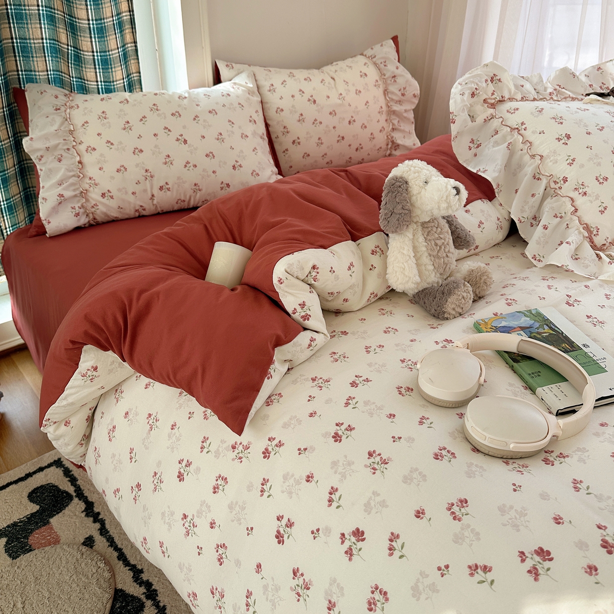 91家纺网 家纺一手货源 找家纺 凯洛奇 2026新款A类仿棉云朵棉蝴蝶结花边四件套（提供买家秀） 柔花轻语