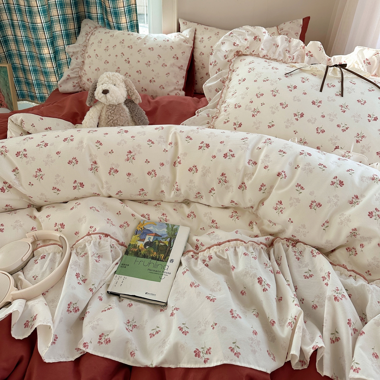 91家纺网 家纺一手货源 找家纺 凯洛奇 2026新款A类仿棉云朵棉蝴蝶结花边四件套（提供买家秀） 柔花轻语