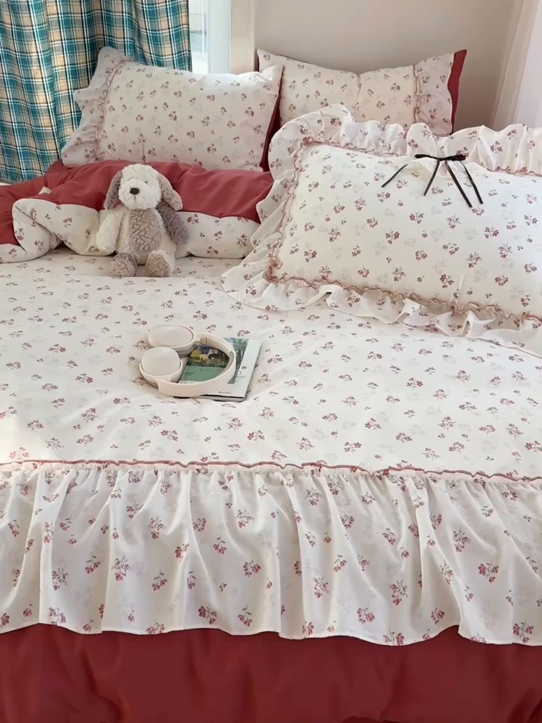 91家纺网 家纺一手货源 找家纺 凯洛奇 2026新款A类仿棉云朵棉蝴蝶结花边四件套（提供买家秀） 柔花轻语