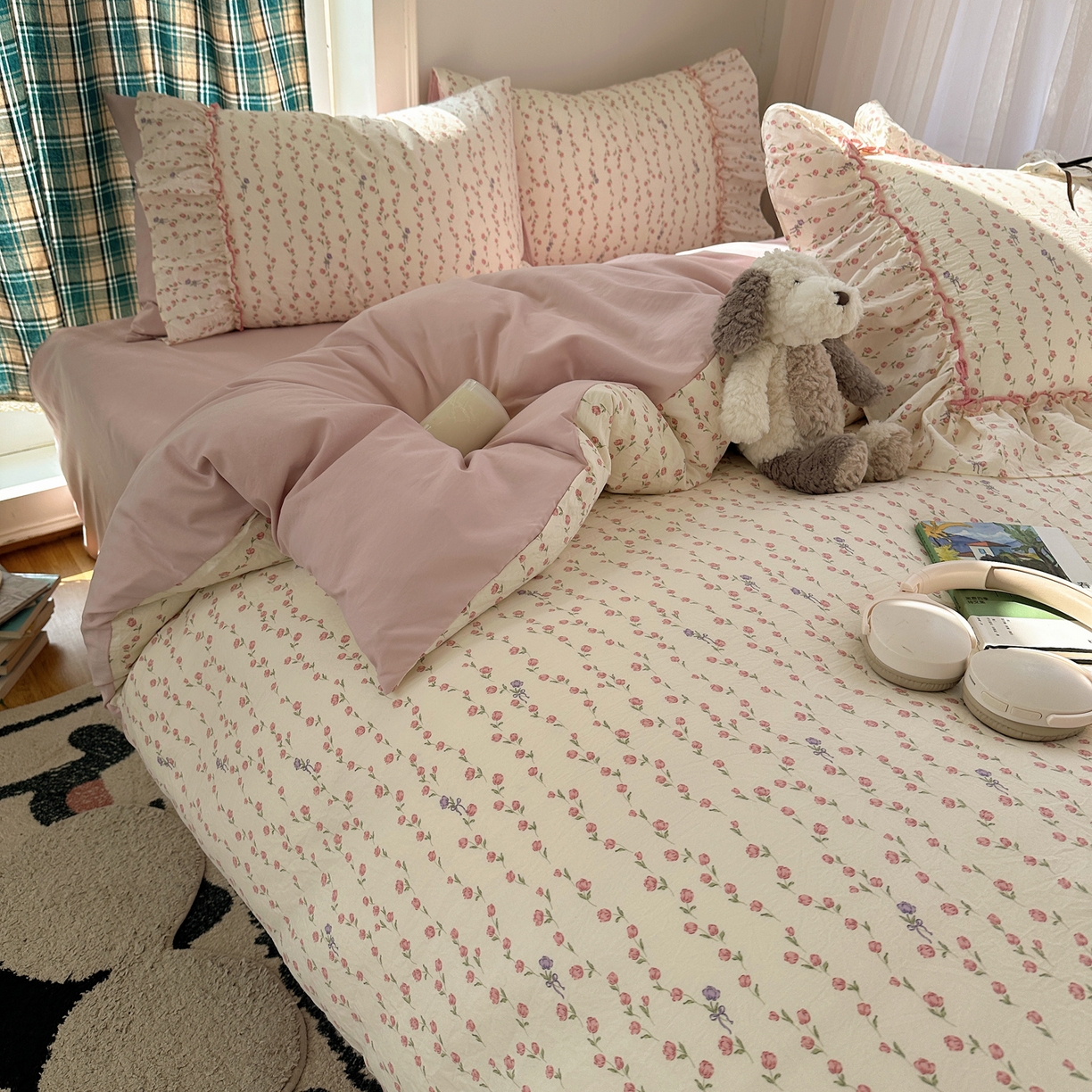 91家纺网 家纺一手货源 找家纺 凯洛奇 2026新款A类仿棉云朵棉蝴蝶结花边四件套（提供买家秀） 少女心事