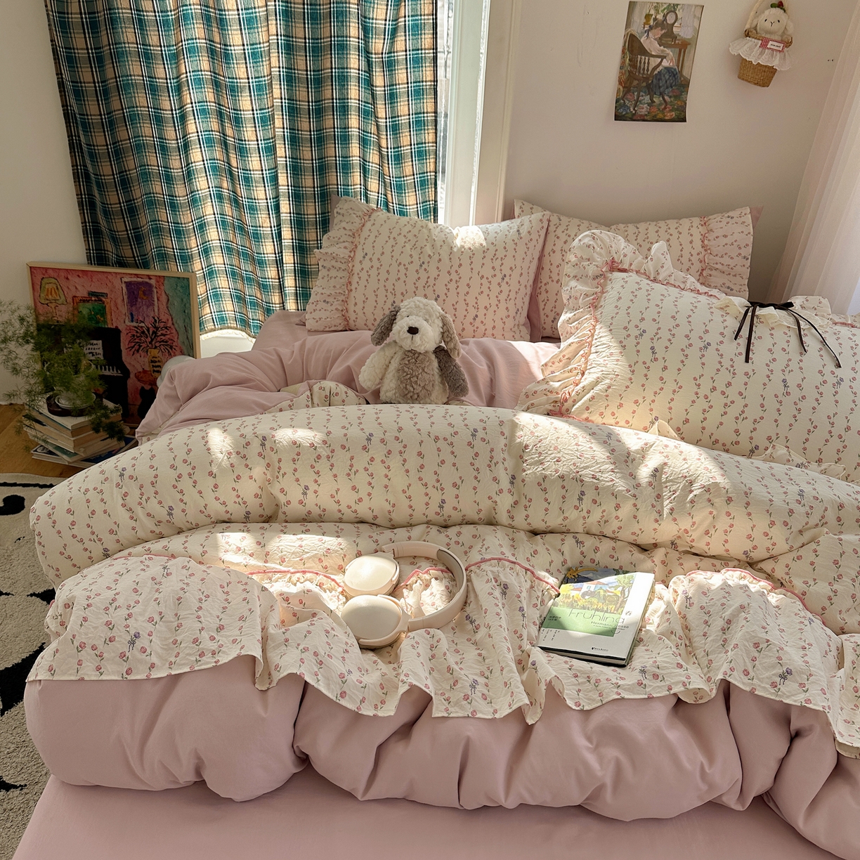 91家纺网 家纺一手货源 找家纺 凯洛奇 2026新款A类仿棉云朵棉蝴蝶结花边四件套（提供买家秀） 少女心事