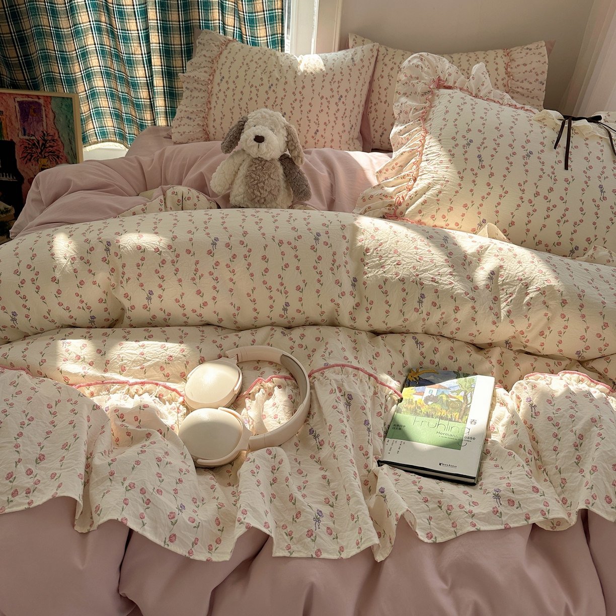 91家纺网 家纺一手货源 找家纺 凯洛奇 2026新款A类仿棉云朵棉蝴蝶结花边四件套（提供买家秀） 少女心事