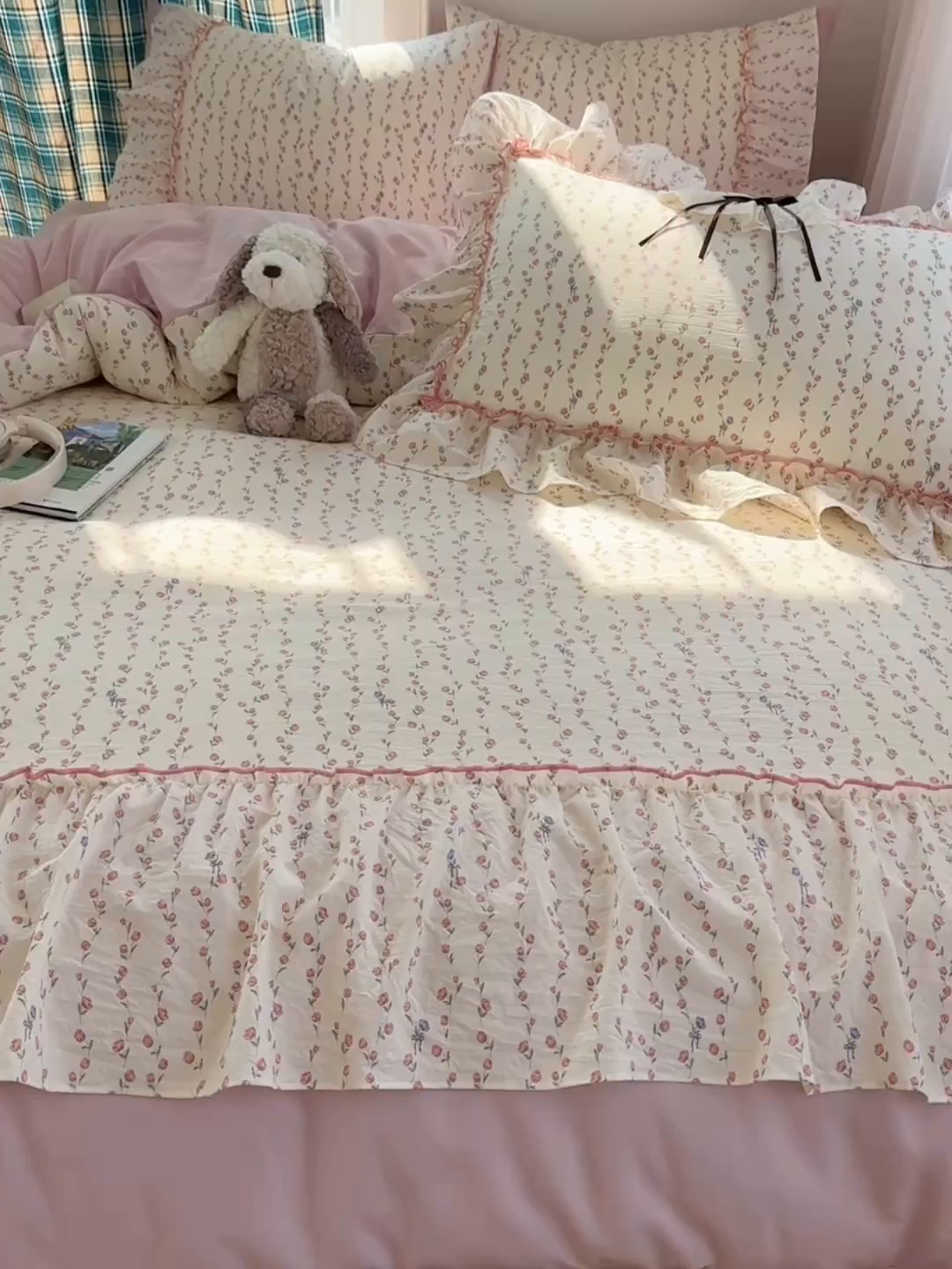 91家纺网 家纺一手货源 找家纺 凯洛奇 2026新款A类仿棉云朵棉蝴蝶结花边四件套（提供买家秀） 少女心事