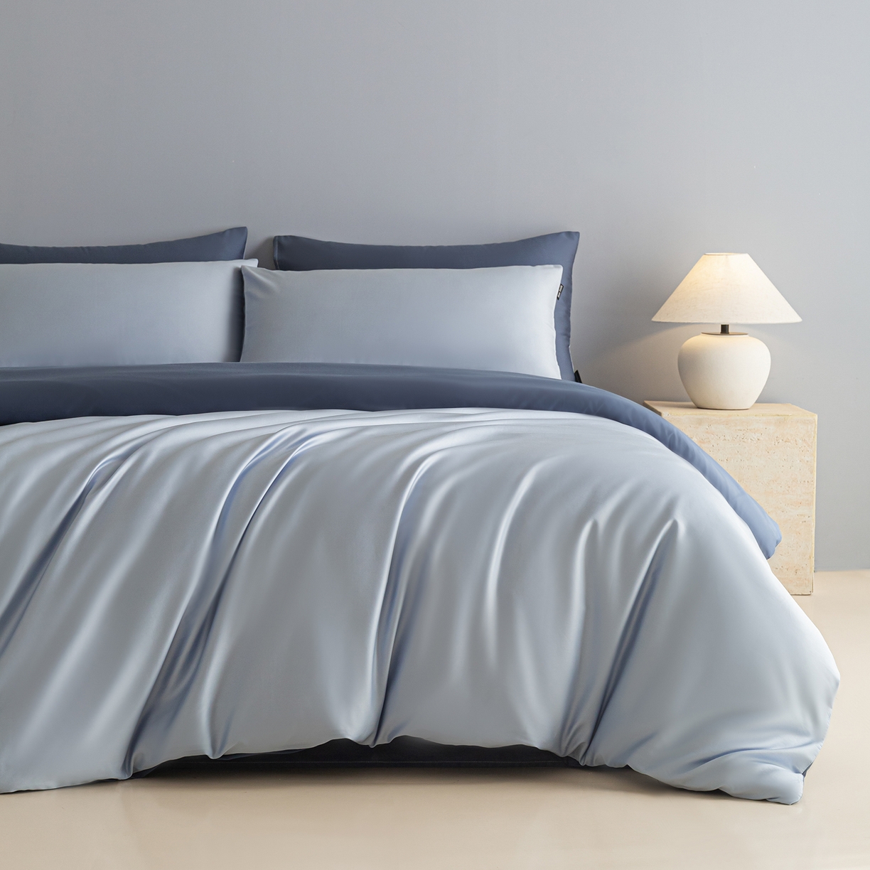 91家纺网 家纺一手货源 找家纺 （总）卧趣家纺 2026新款A类轻奢双拼100Pro高支贡缎长绒棉全棉纯棉四件套