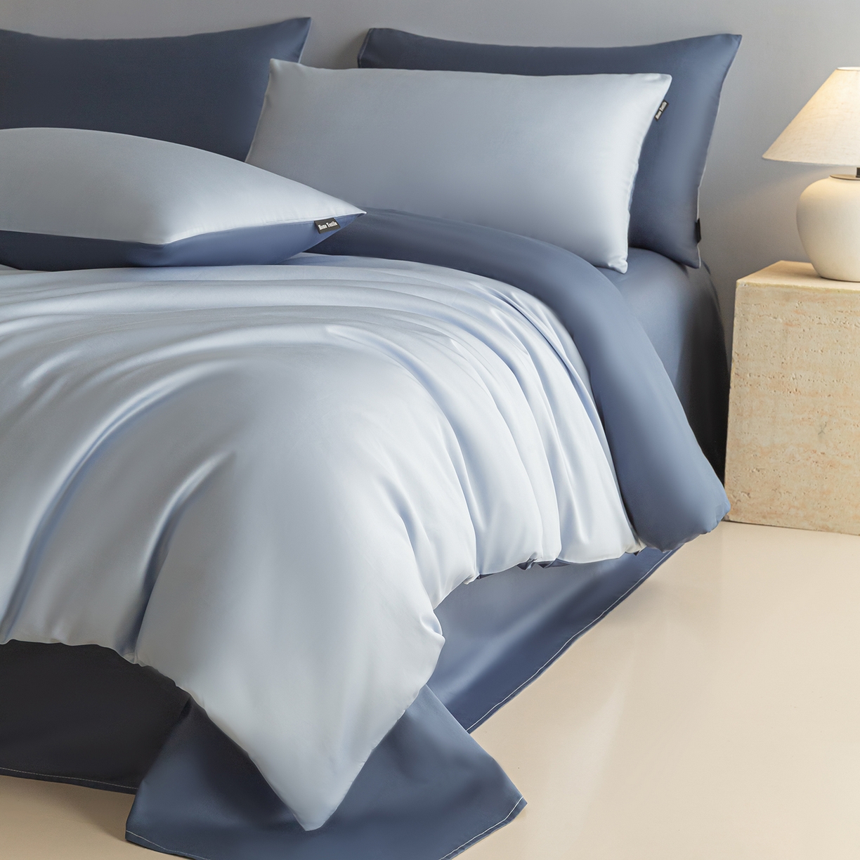 91家纺网 家纺一手货源 找家纺 （总）卧趣家纺 2026新款A类轻奢双拼100Pro高支贡缎长绒棉全棉纯棉四件套