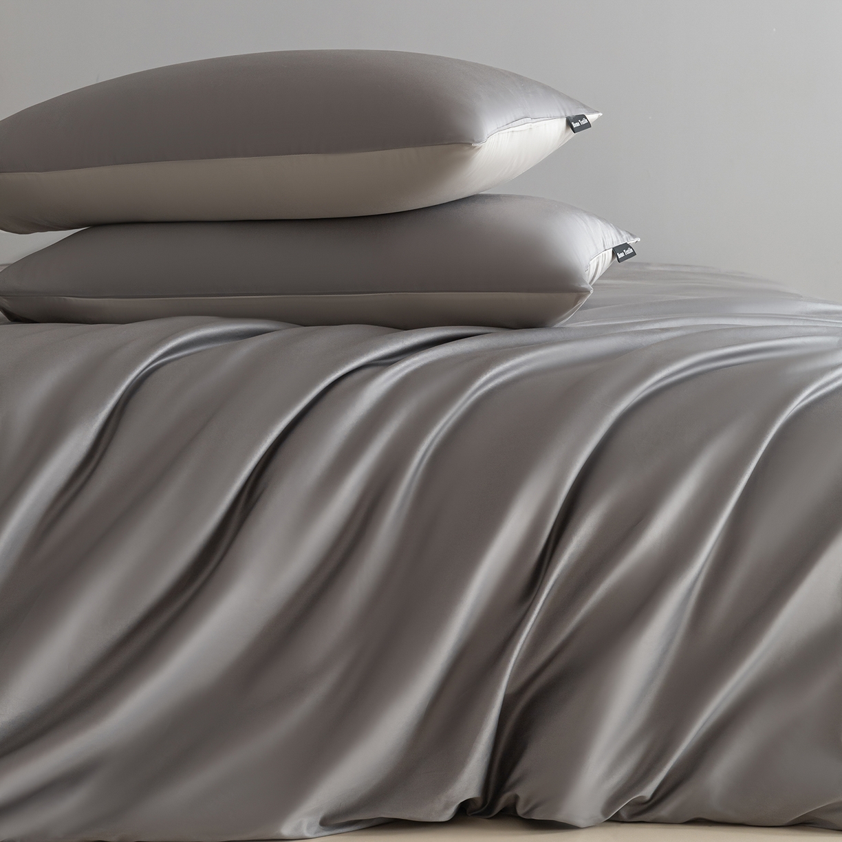 91家纺网 家纺一手货源 找家纺 卧趣家纺 2026新款A类轻奢双拼100Pro高支贡缎长绒棉全棉纯棉四件套 星夜灰+时空灰