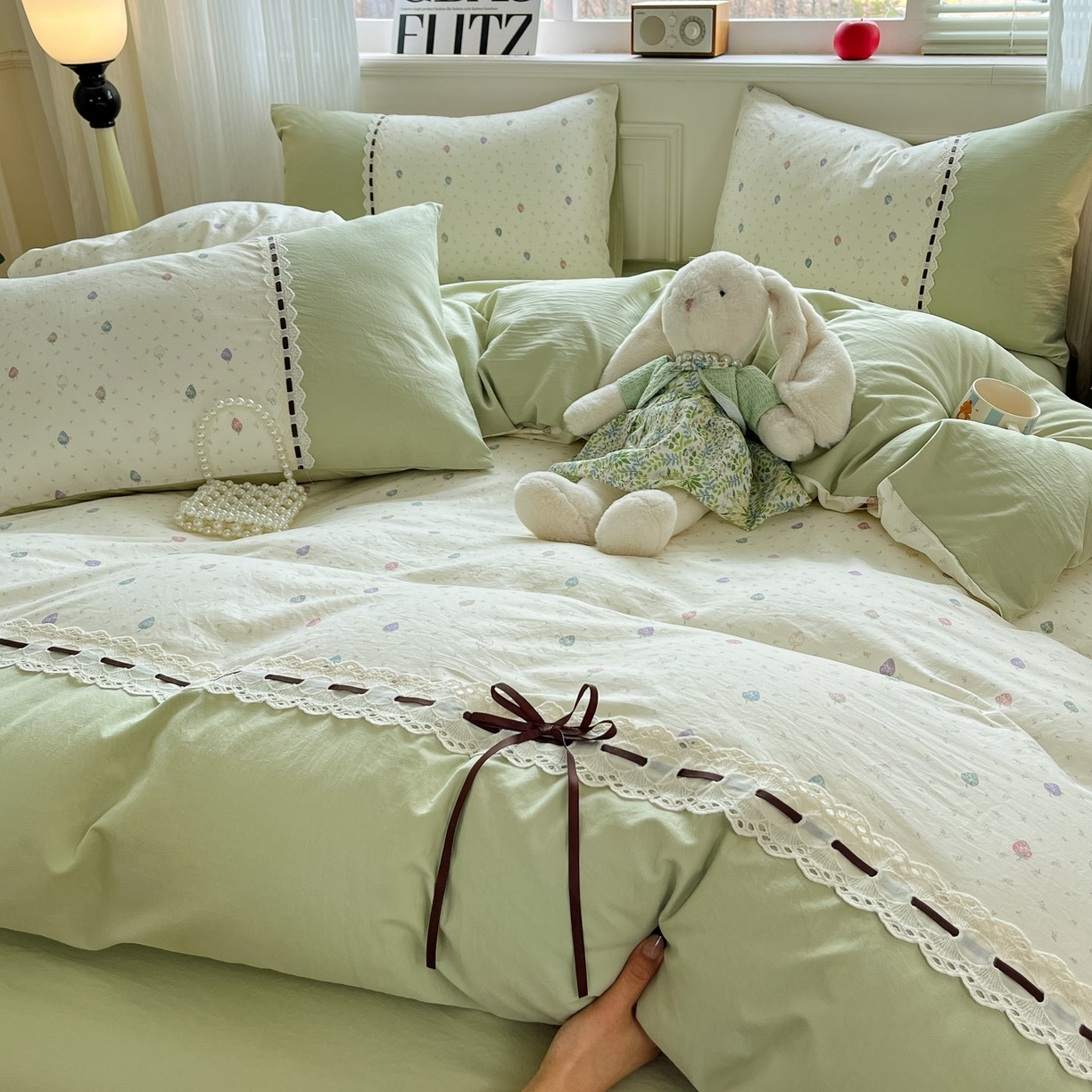 91家纺网 家纺一手货源 找家纺 （总）菲梵家纺 2026新款法式花边A类云朵棉床笠单件被套单品单被套