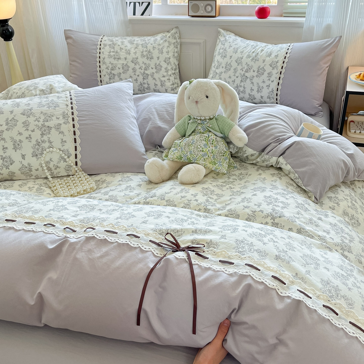 91家纺网 家纺一手货源 找家纺 （总）菲梵家纺 2026新款法式花边A类云朵棉床笠单件被套单品单被套