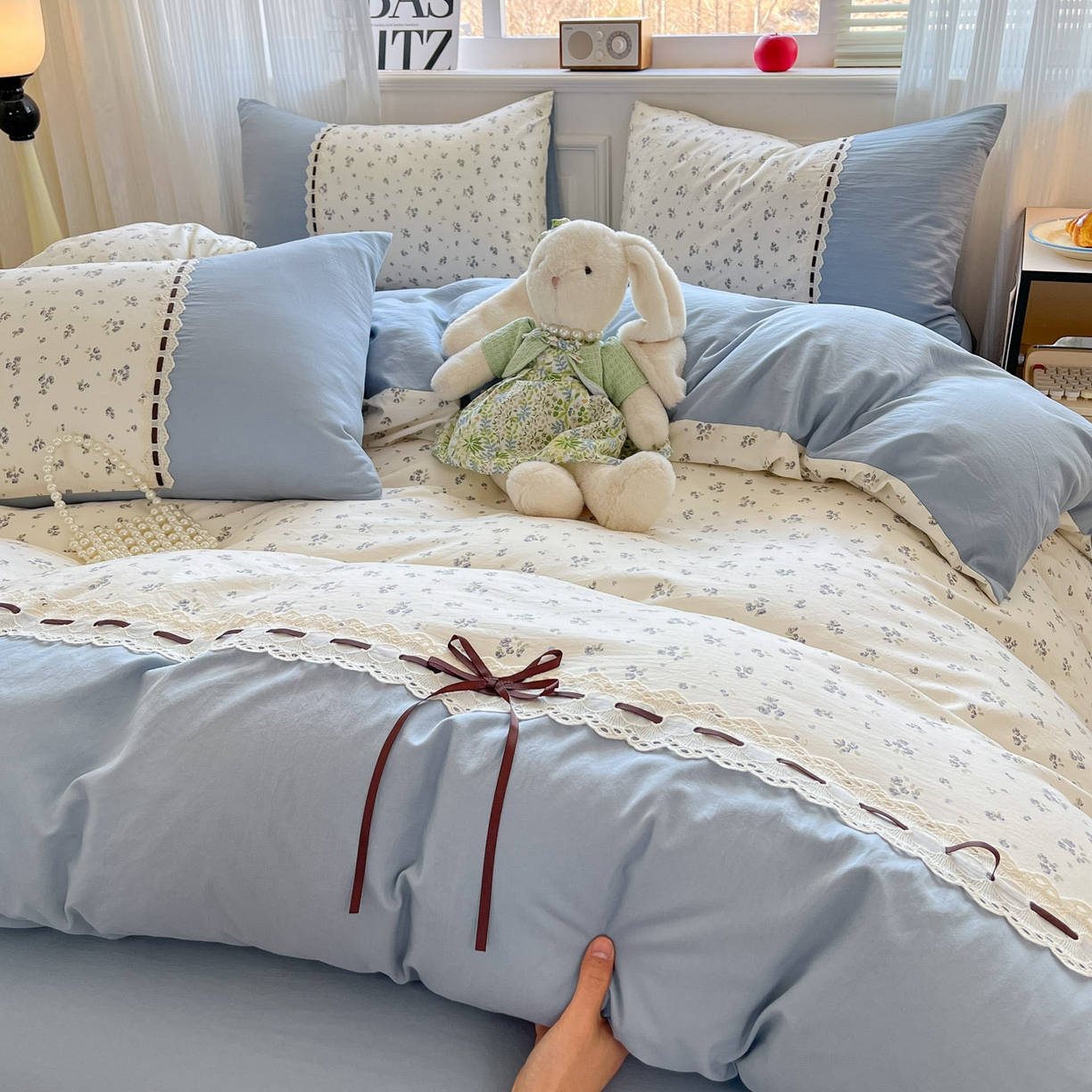 91家纺网 家纺一手货源 找家纺 （总）菲梵家纺 2026新款法式花边A类云朵棉床笠单件被套单品单被套